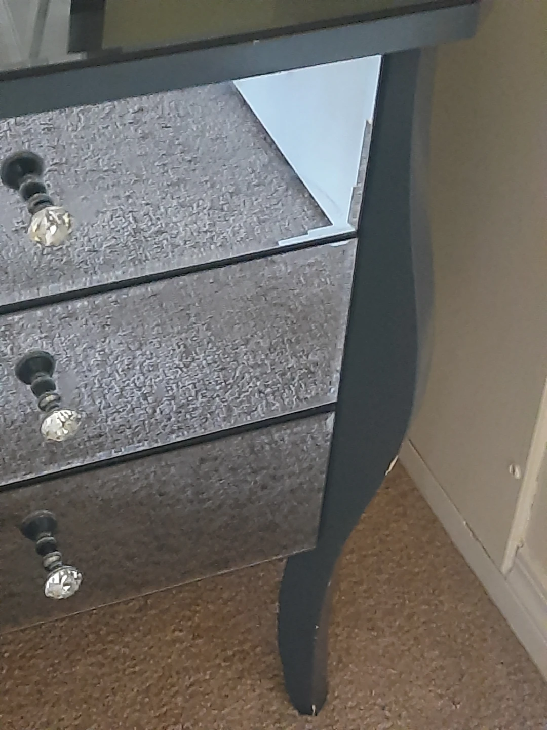 Mirrored Accent Table with 3 Drawers