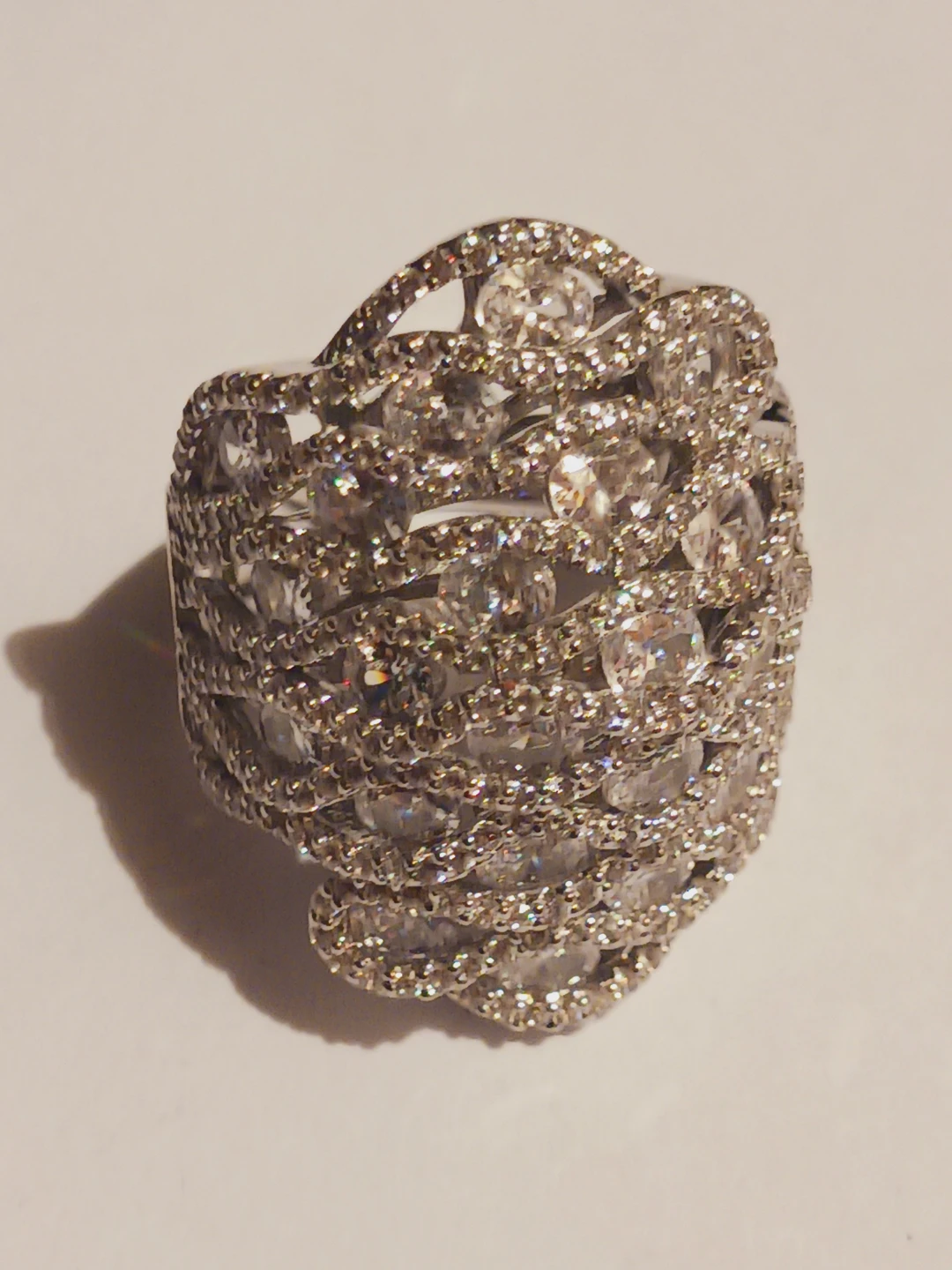 New !! Sterling Silver 925 Rhinestone Statement Ring.8. - photo 2
