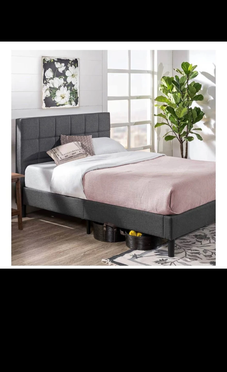 Grey Upholstered Bed Frame - king Size