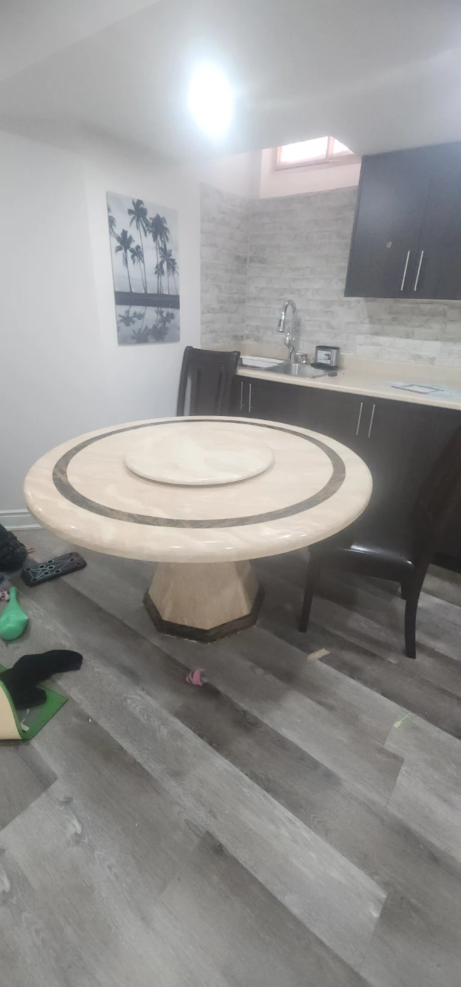 Round Dining Table with Lazy Susan and 2 chairs