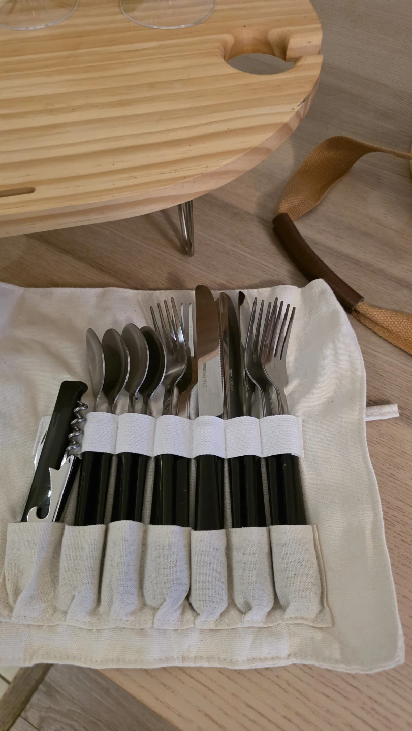 Picnic Basket Set with Cutlery and Glasses - photo 3