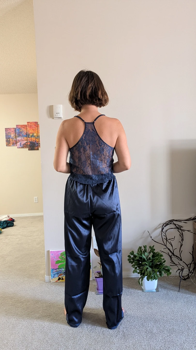 Dark Blue Satin Pajama Set - photo 2