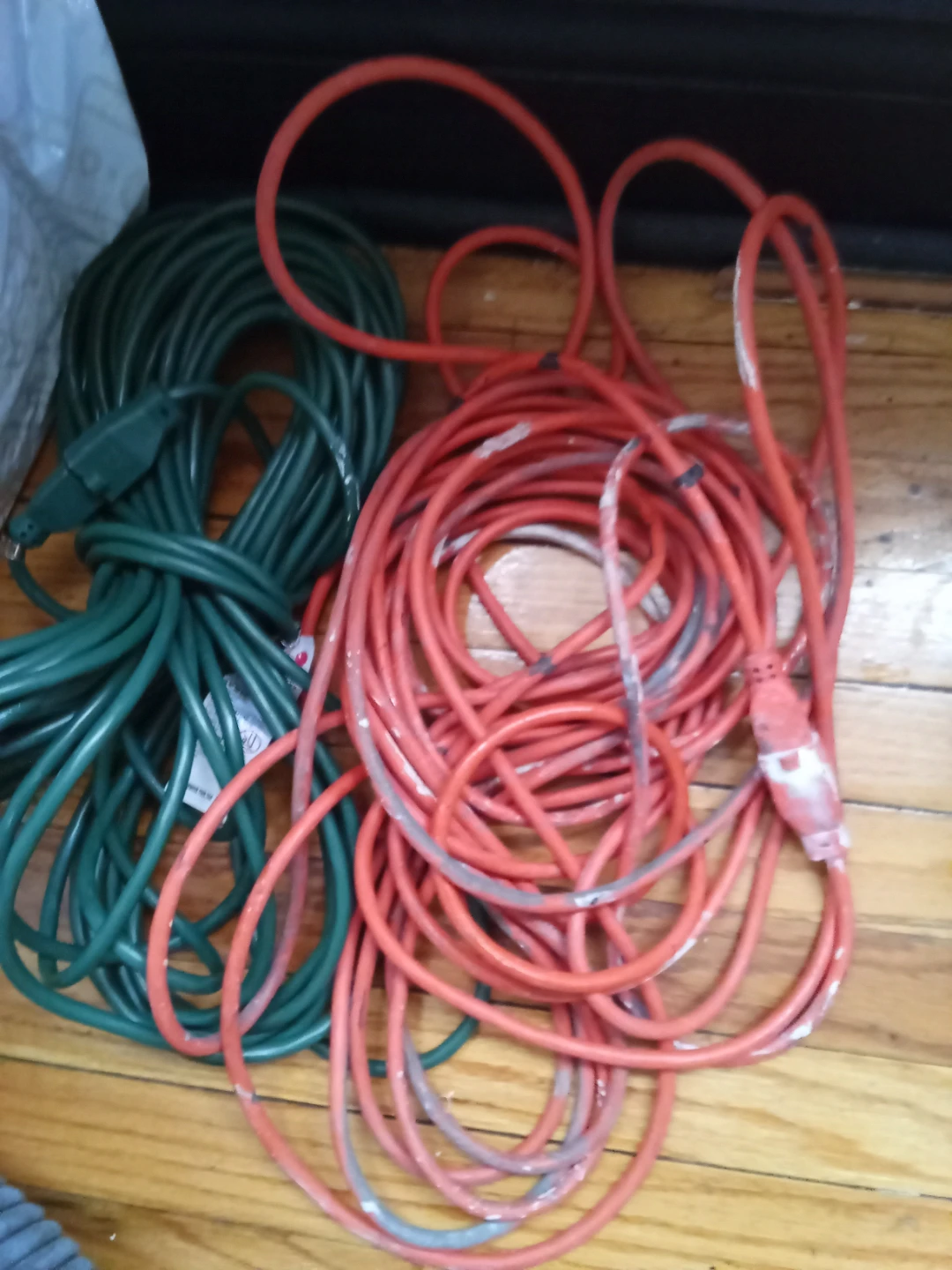 Two Extension Cords - Green and Red