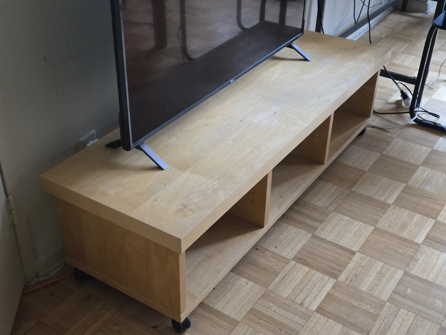 Wood TV Stand with Wheels - photo 2