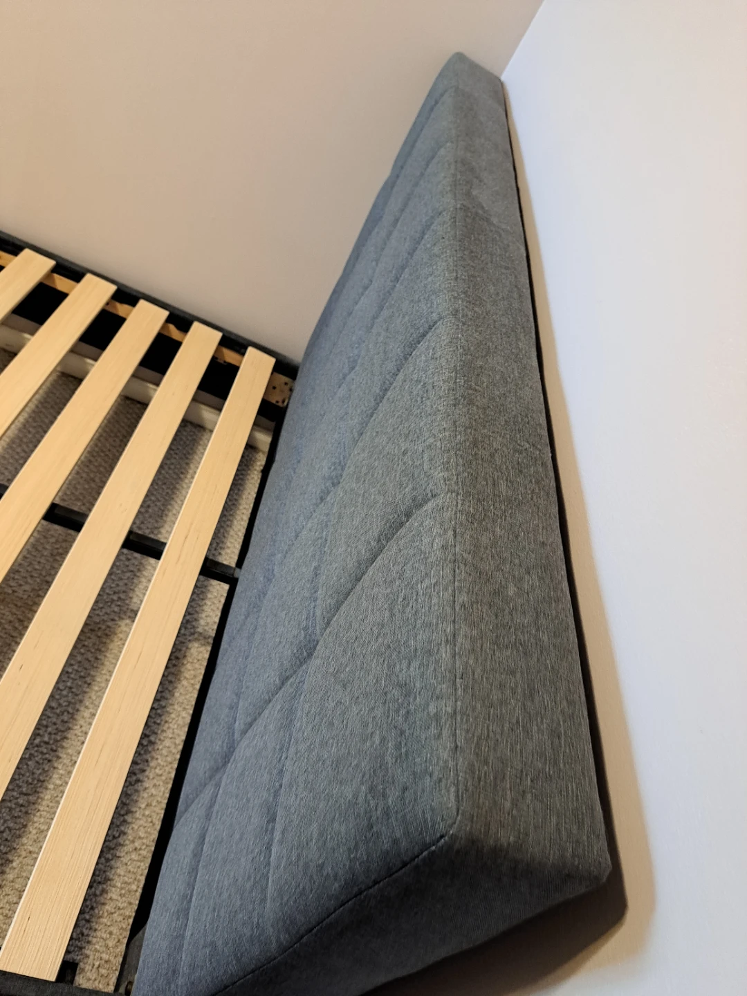 Grey Upholstered Double Bed Frame with Headboard - photo 3