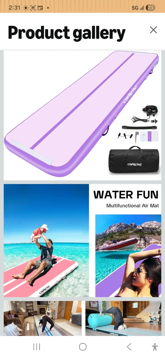 Owromi Inflatable Air Track Tumbling Mat (Purple)