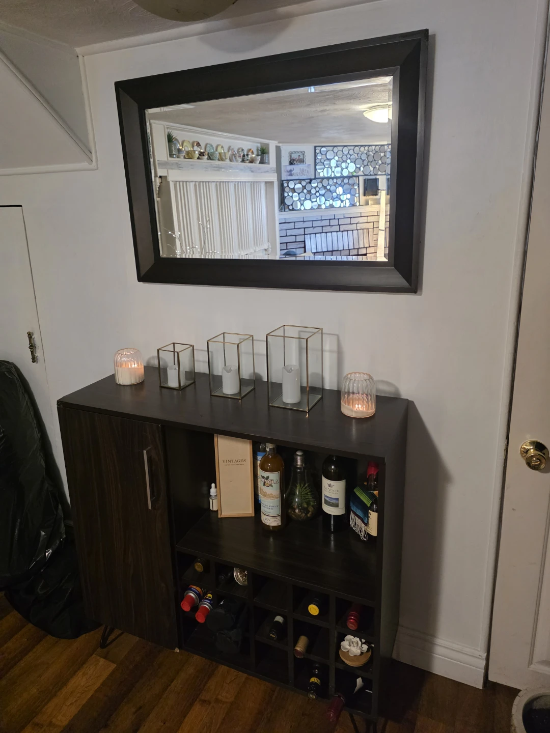 Dark Wood Bar Cabinet with Wine Rack