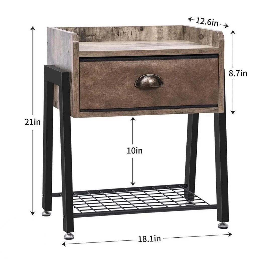 Industrial Nightstand with Drawer