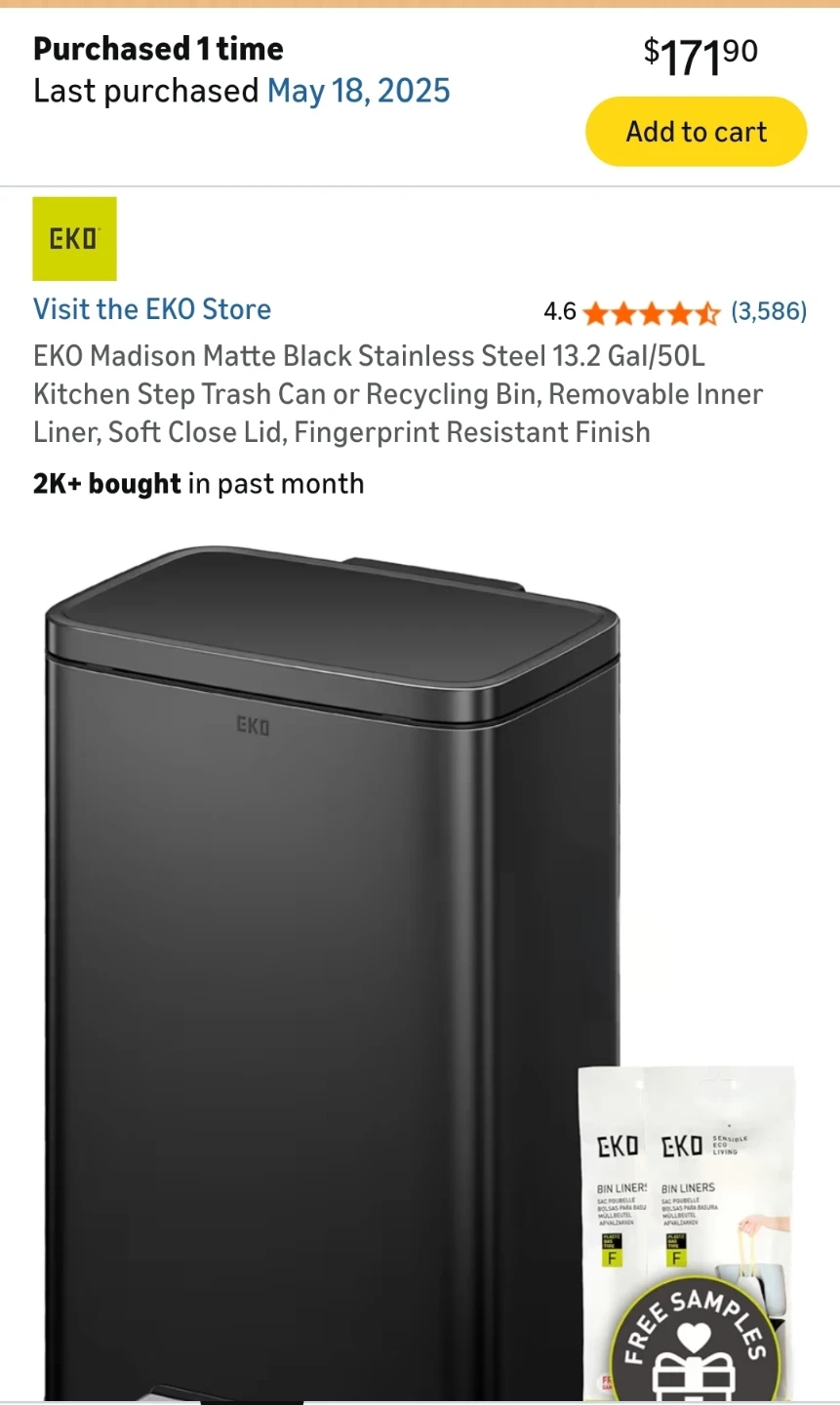 Matte Black Stainless Steel Kitchen Step Trash Can