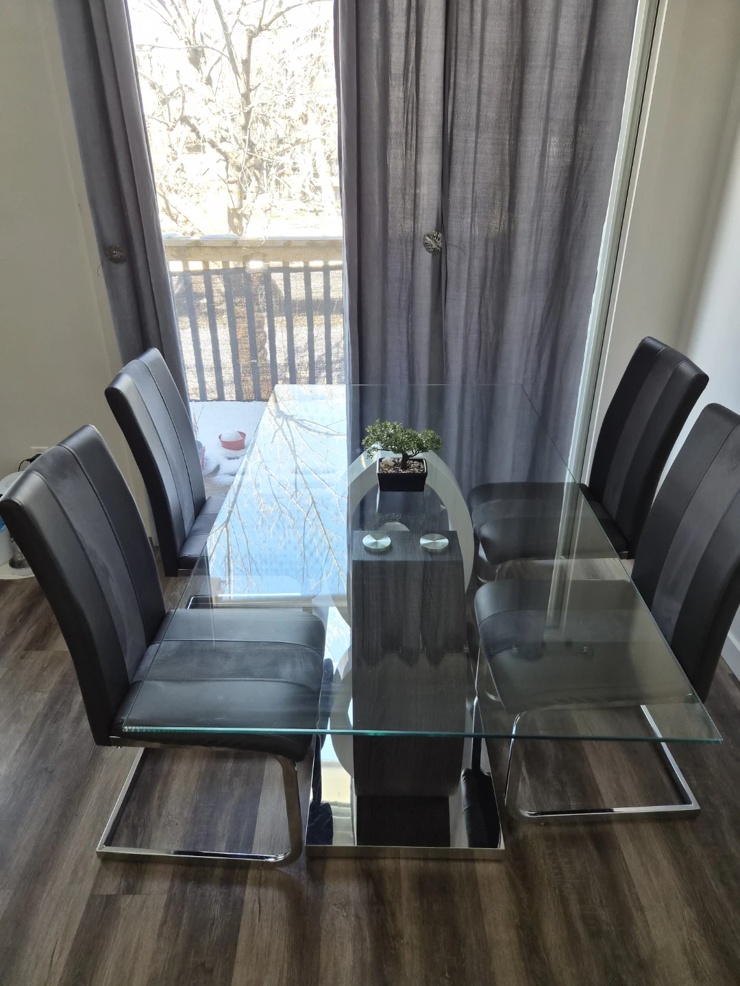 Glass Dining Table with 4 Chairs