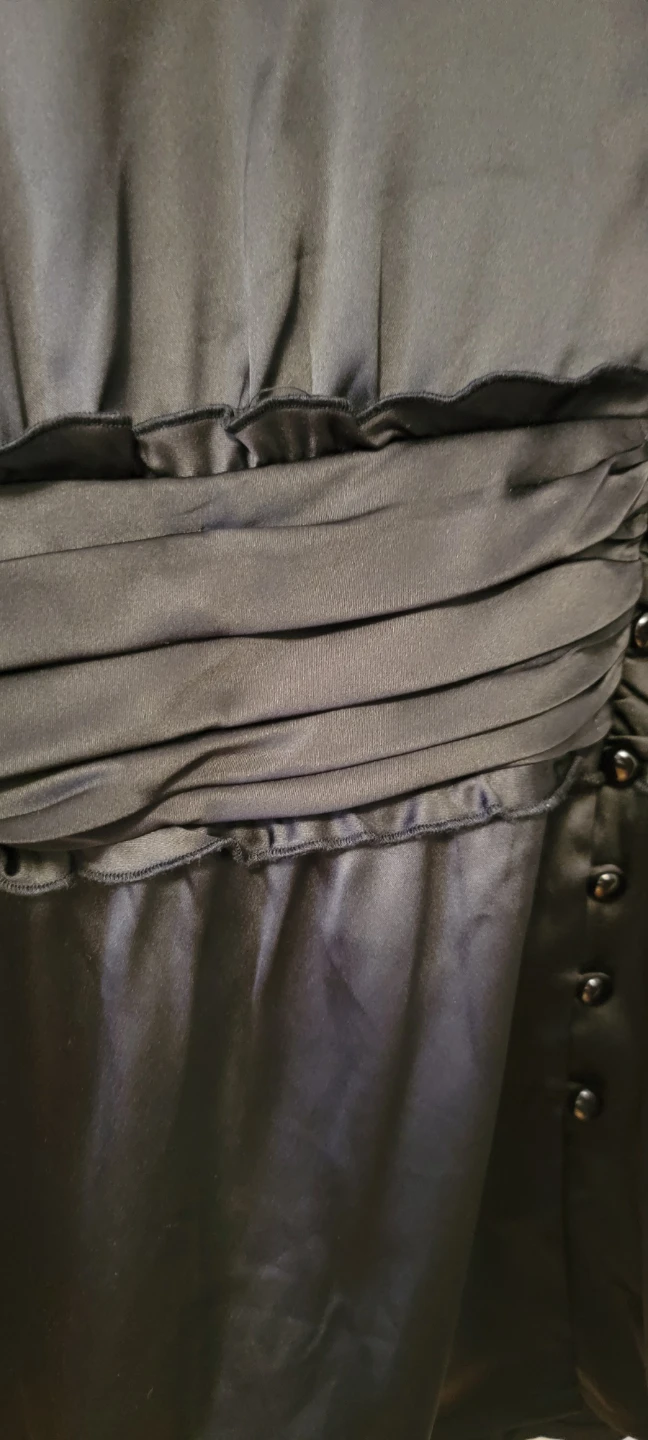 Vintage Bob Mackie Studio Black Ruched Button-Up Blouse Size 10 - photo 5