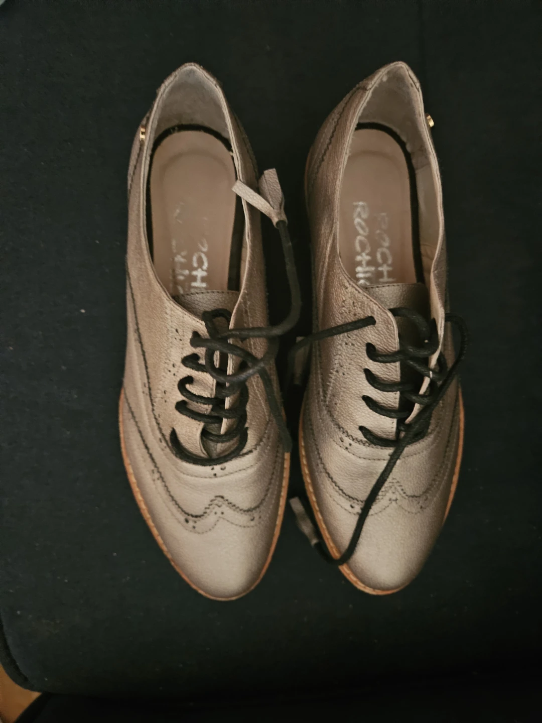 Rochii Women's Lace-Up Oxfords - Metallic Taupe - photo 3