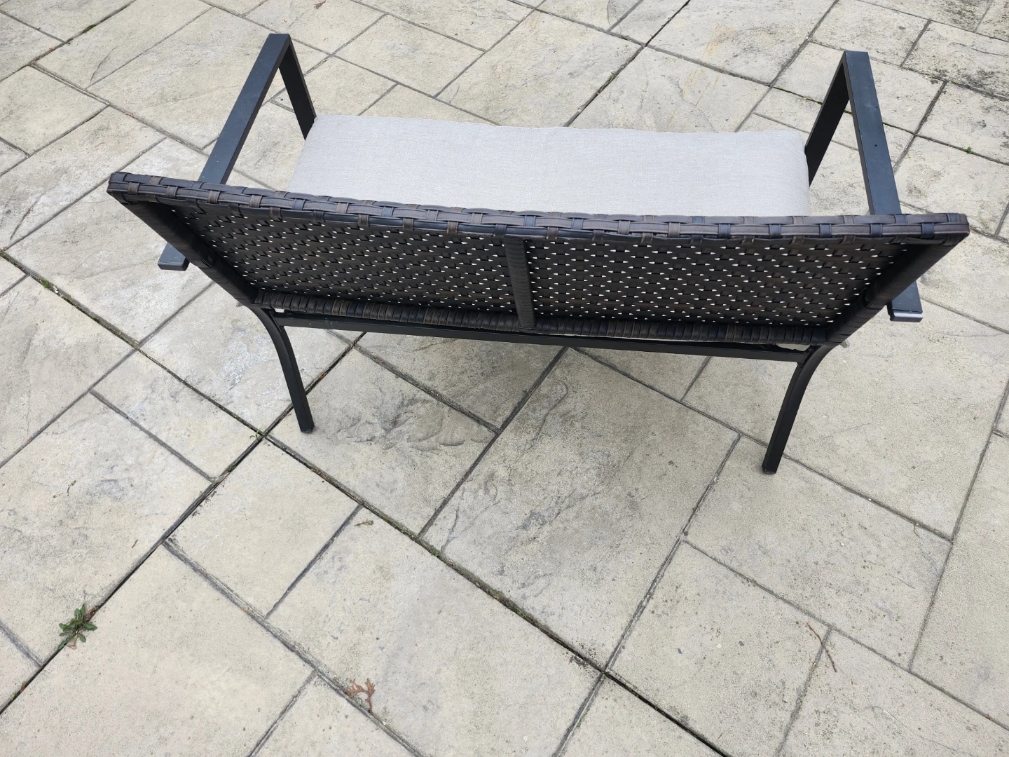 Woven Outdoor Bench with Grey Cushion - photo 3