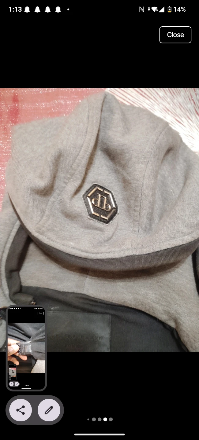 Philipp Plein Grey Full Zip Hoodie with Skull Detail - photo 2