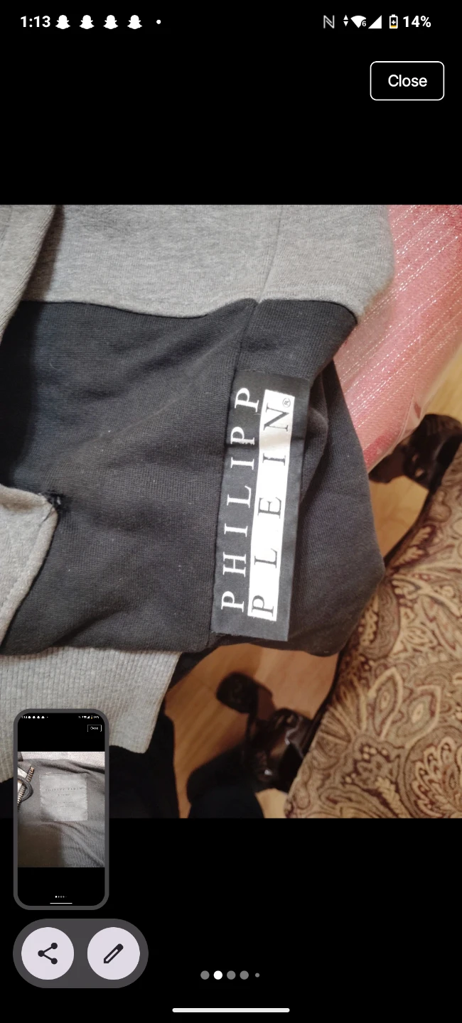 Philipp Plein Grey Full Zip Hoodie with Skull Detail - photo 3