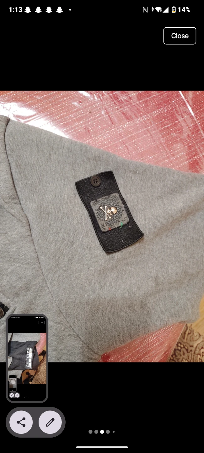 Philipp Plein Grey Full Zip Hoodie with Skull Detail - photo 4