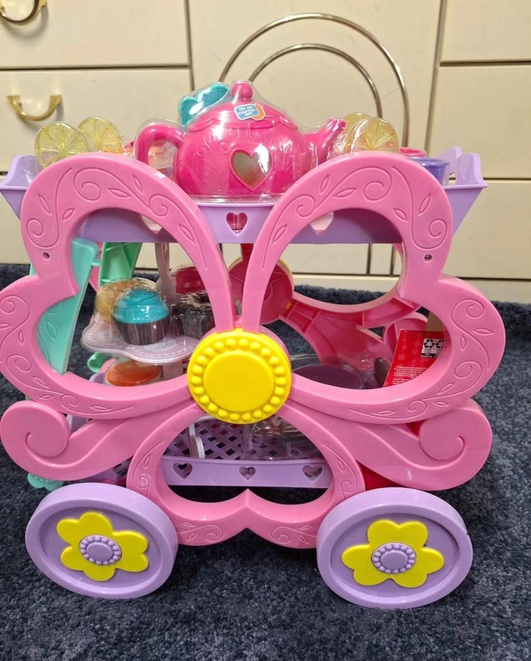 Kids Flower Tea Cart Playset(new)