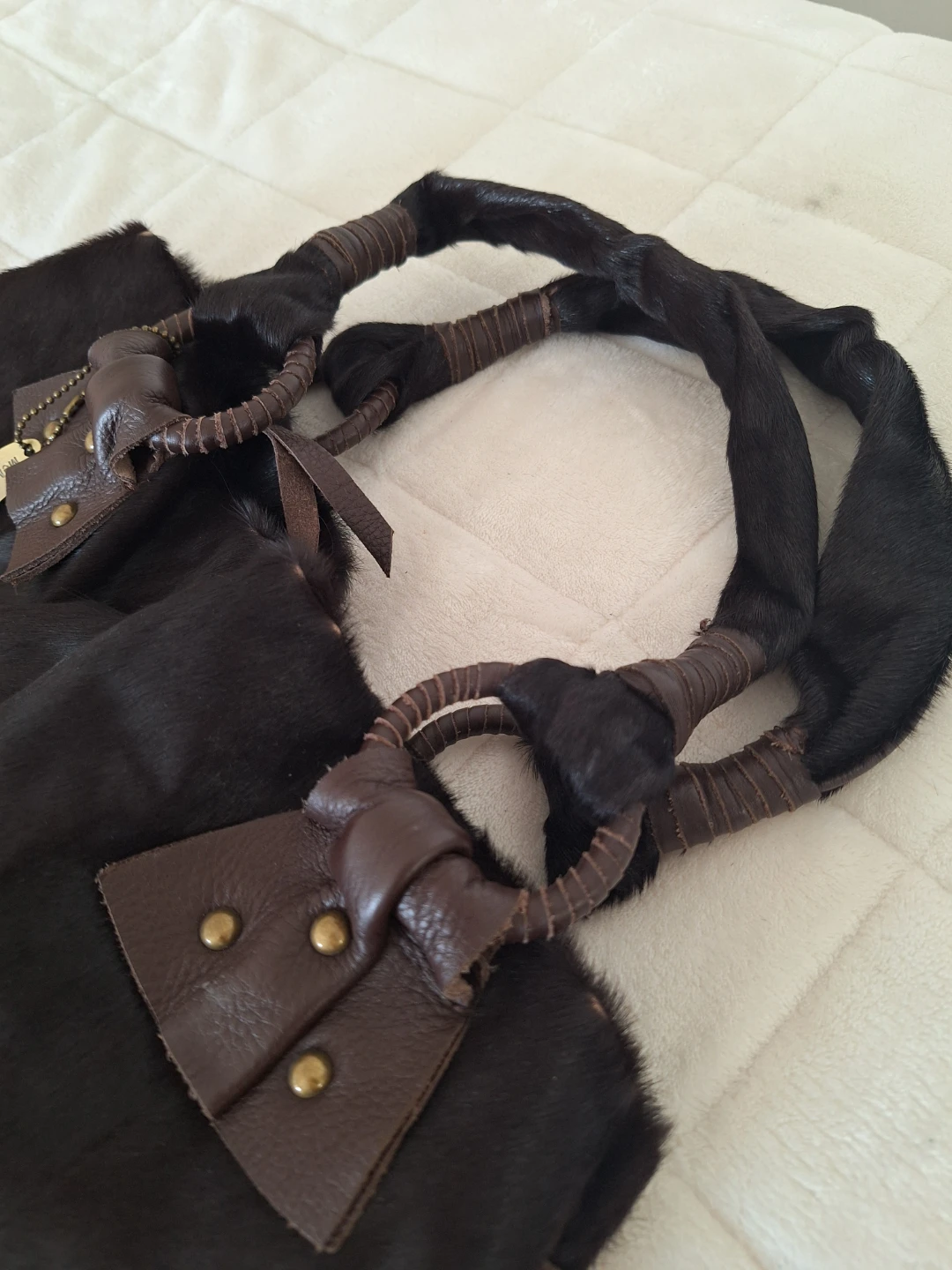 Memo's Saccs Brown Calf Hair and Leather Shoulder Bag - photo 2