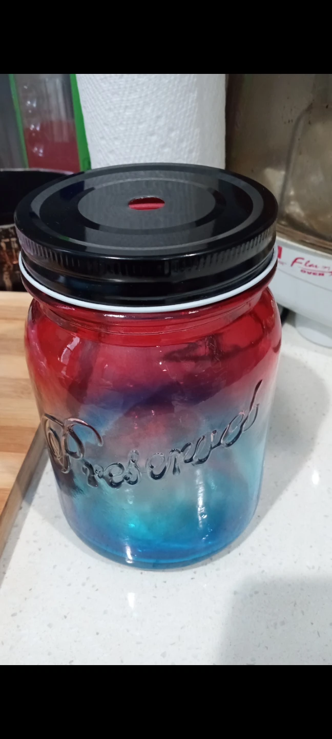 Glass Mason Jar with straw holder