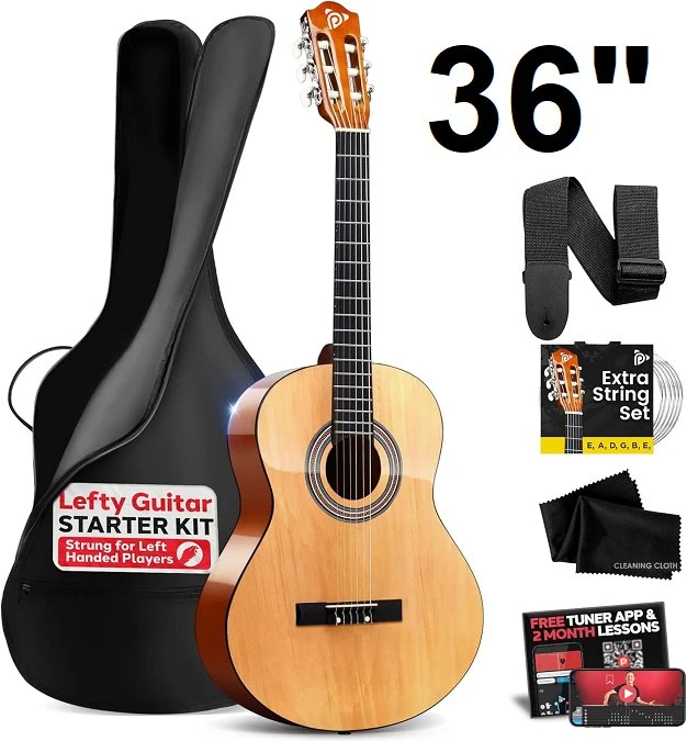 Pyle beginner left hand Acoustic Guitar with accessories - 3/4