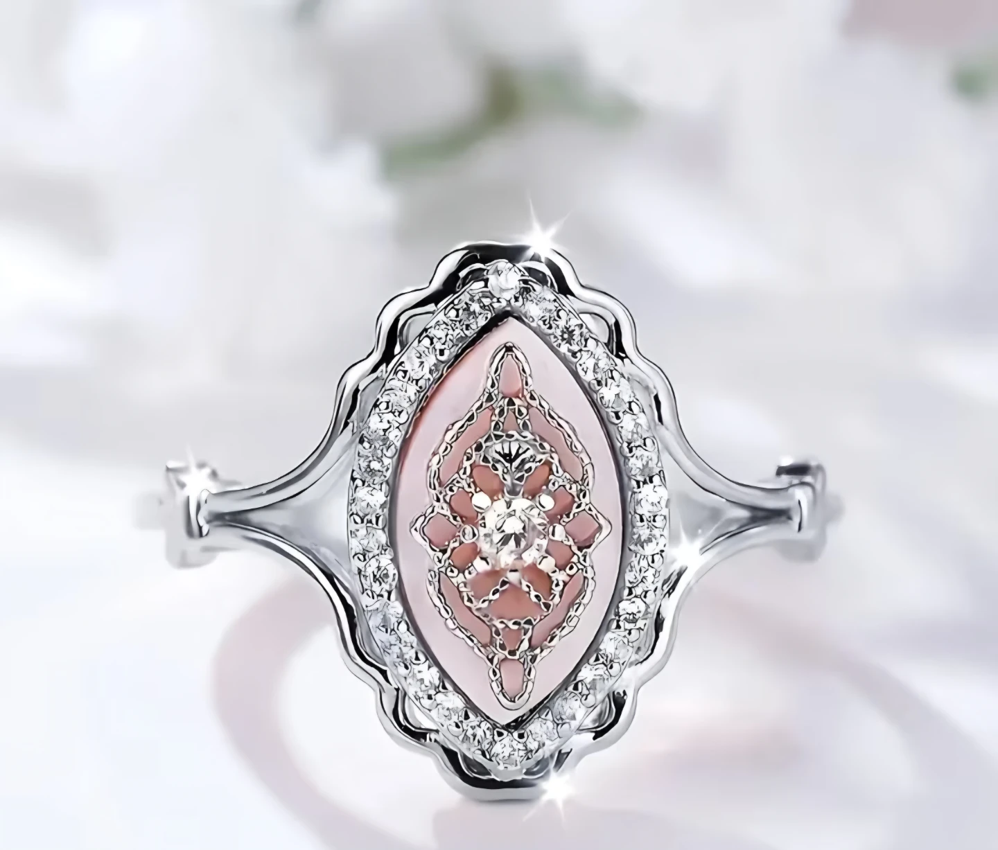 Sparkling Vintage Boho Silvery Flower Ring