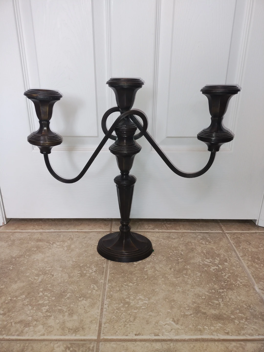 Dark Metal Candelabra - Holds 3 Taper Candles