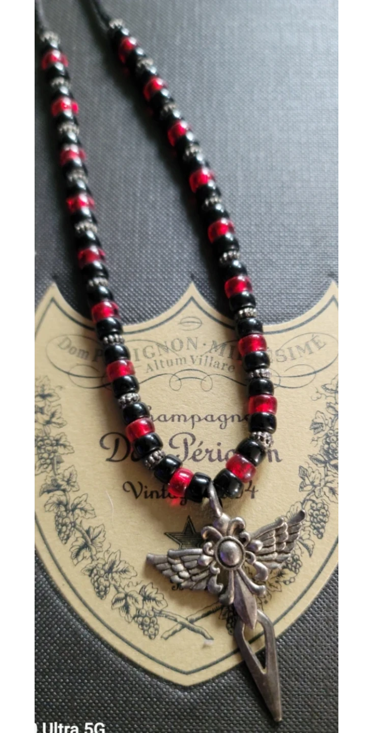 Unisex Beaded Necklace with Cross Pendant - photo 2