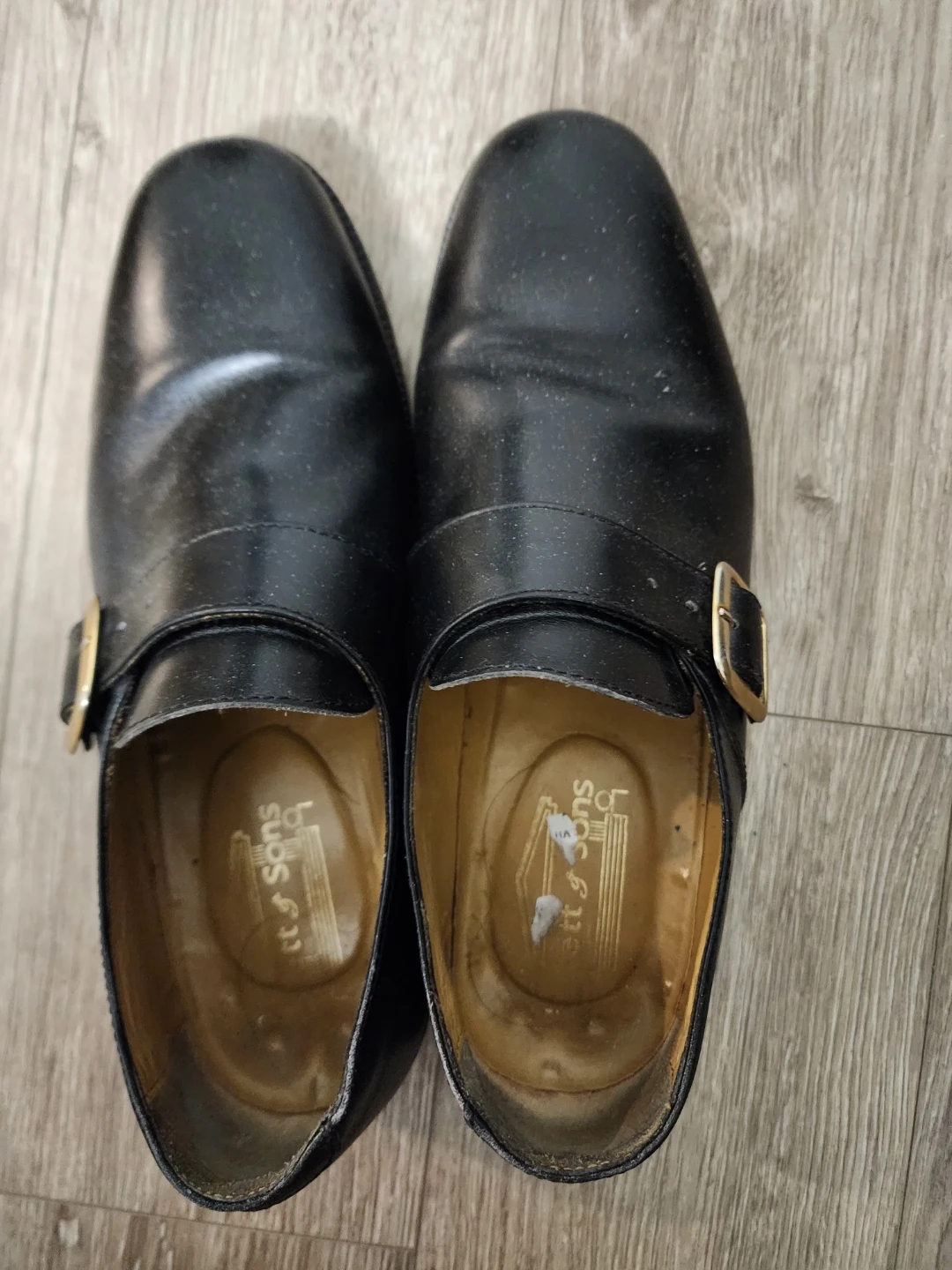 Black Leather Monk Strap Shoes