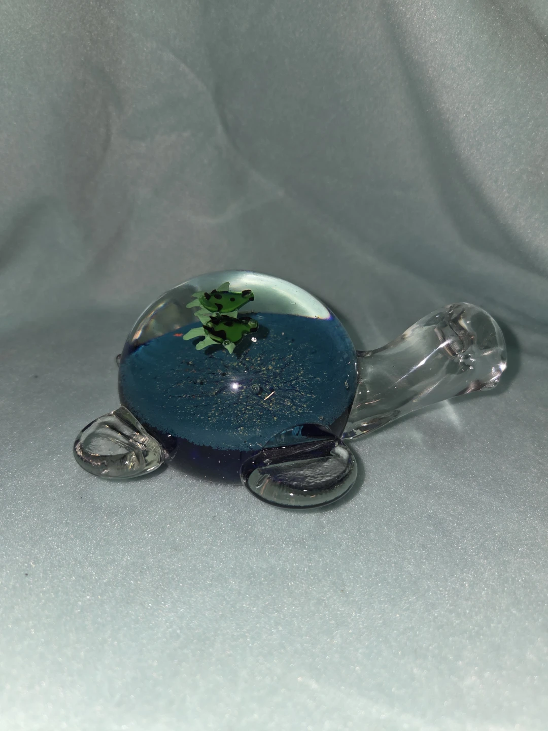 Glass Turtle Paperweight with Frogs Inside - photo 4