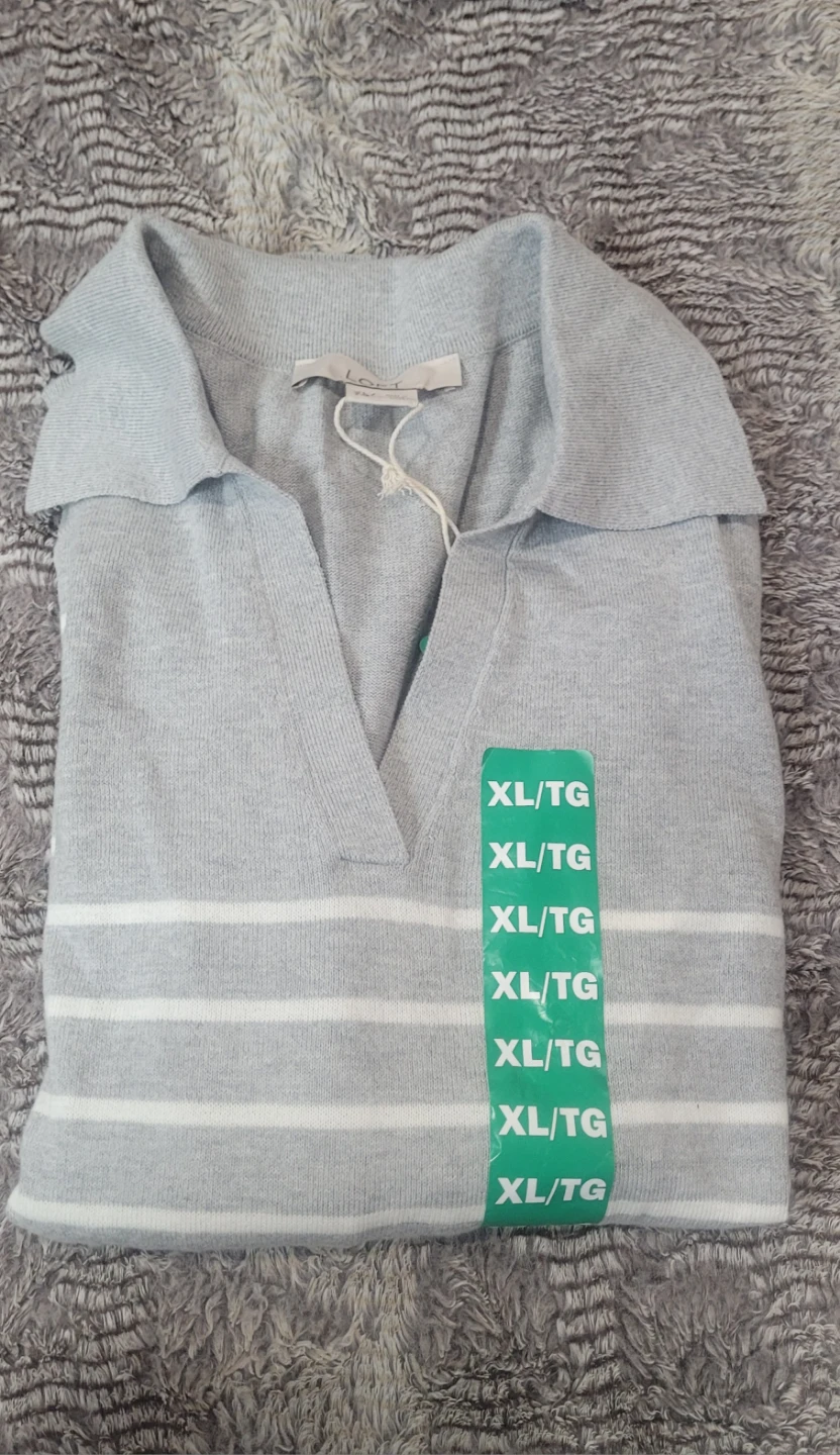 Loft Grey Striped Sweater XL/TG
