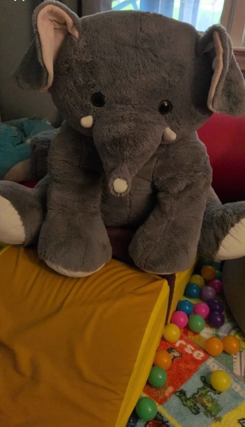 Large Grey Plush Elephant Toy
