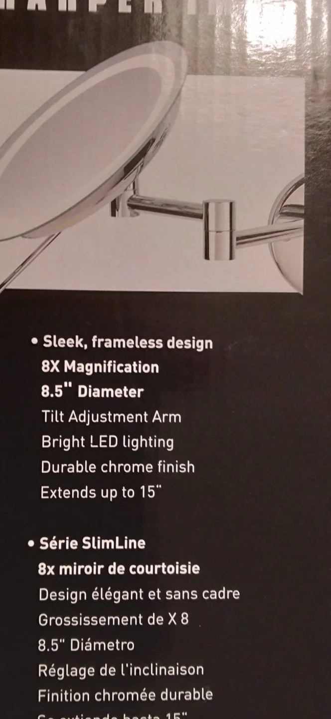 Sharper Image SlimLine Series 8X LED Lighted Wall Mount Mirror - photo 3