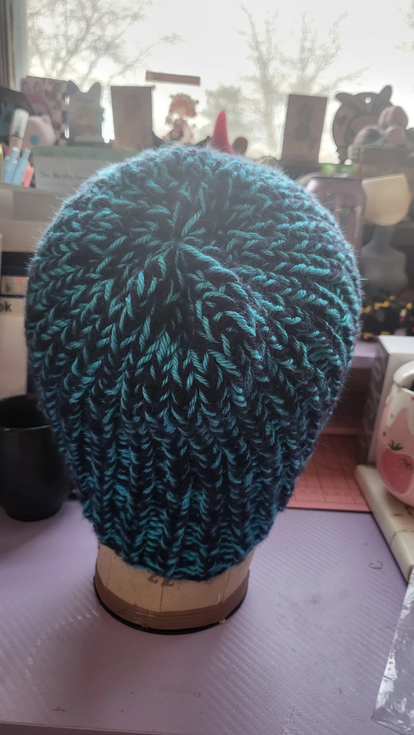 Handmade Chunky Knit Beanie - Teal and Black - photo 4