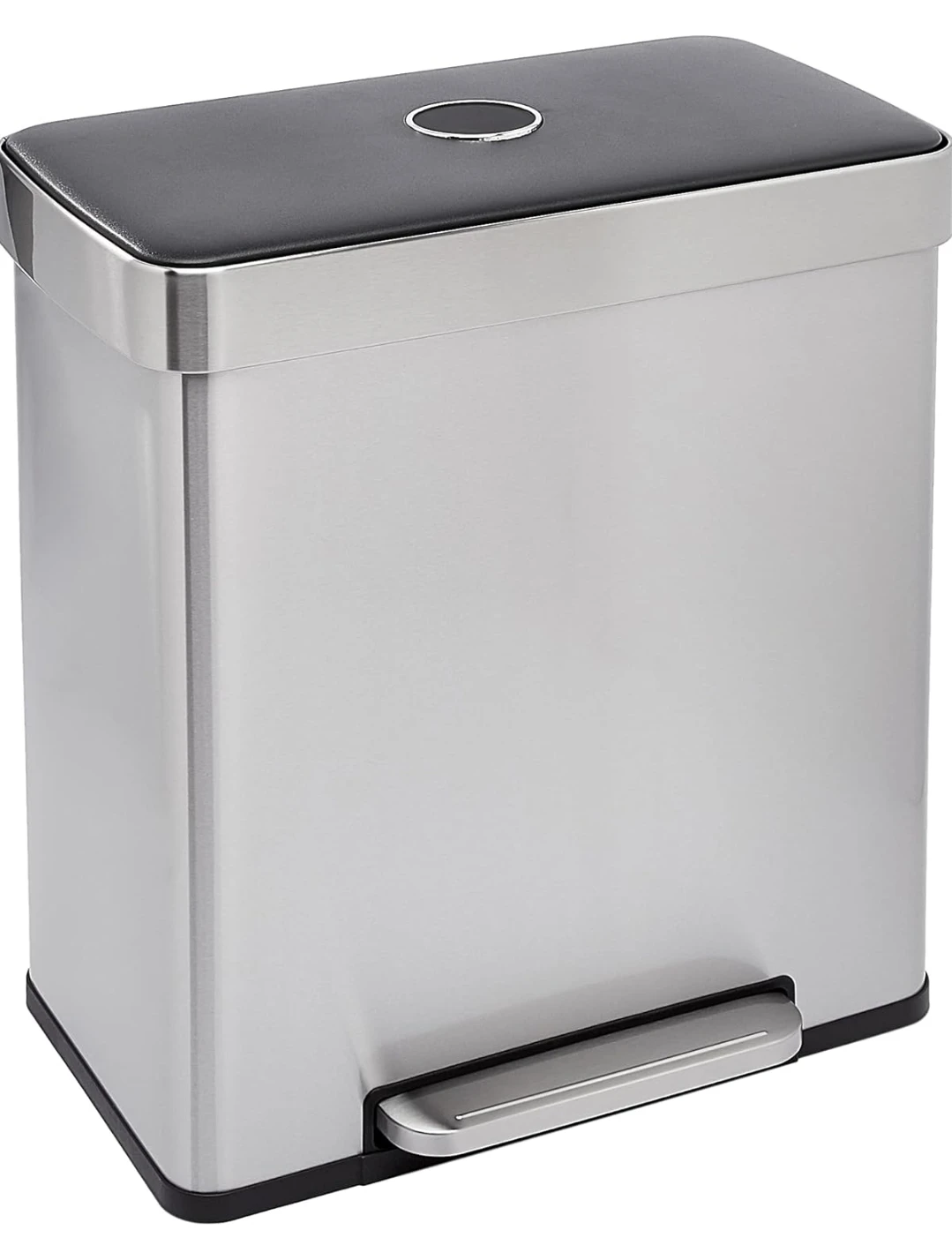 Stainless Steel Dual Compartment Trash Can with Foot Pedal