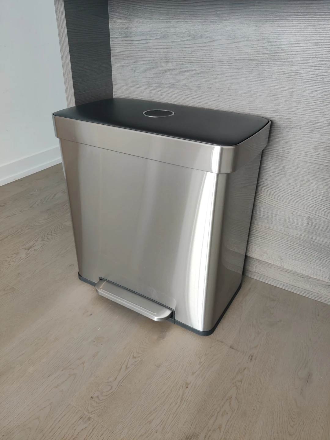 Stainless Steel Dual Compartment Trash Can with Foot Pedal - photo 2