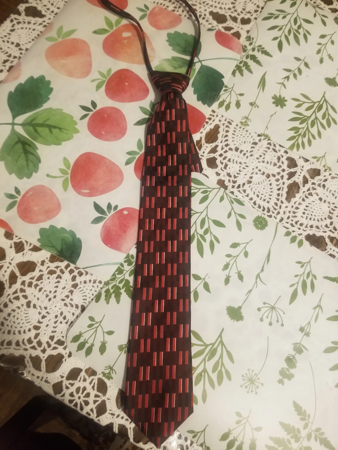 Two Men's Ties - Red Patterned and Blue Striped - photo 2