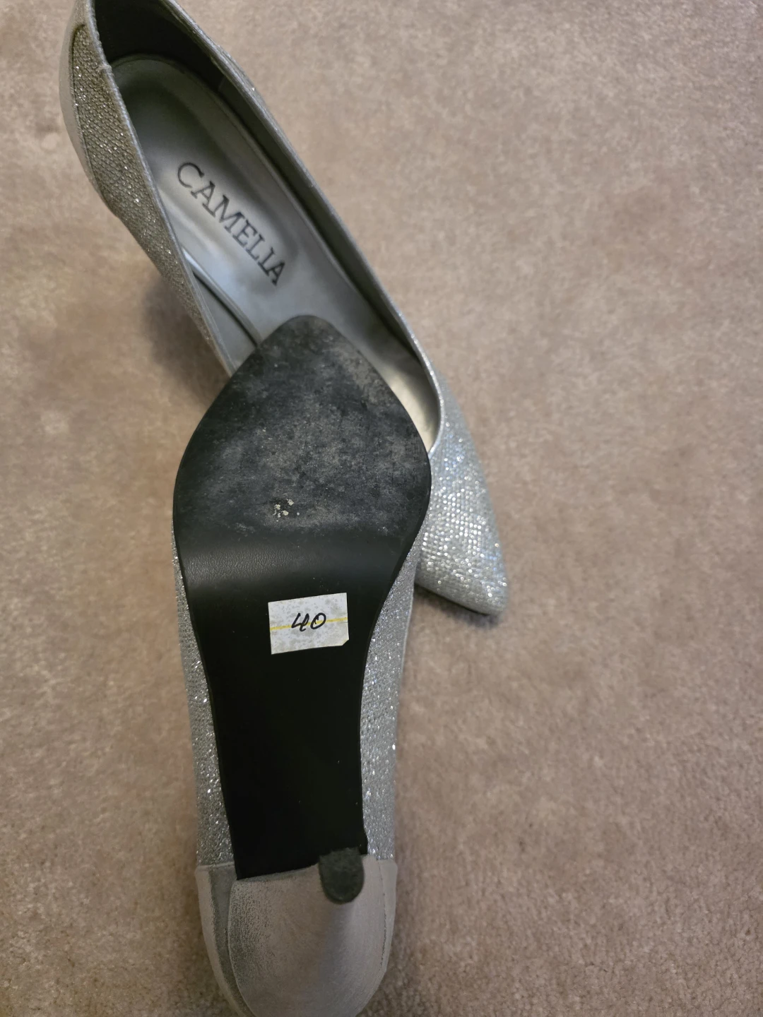 CAMELLIA Silver Glitter Heels - Size 40 - photo 2