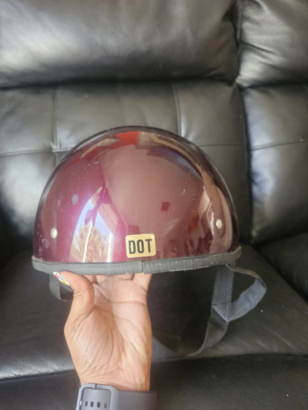 DOT Approved Motorcycle Helmet - Burgundy - photo 2
