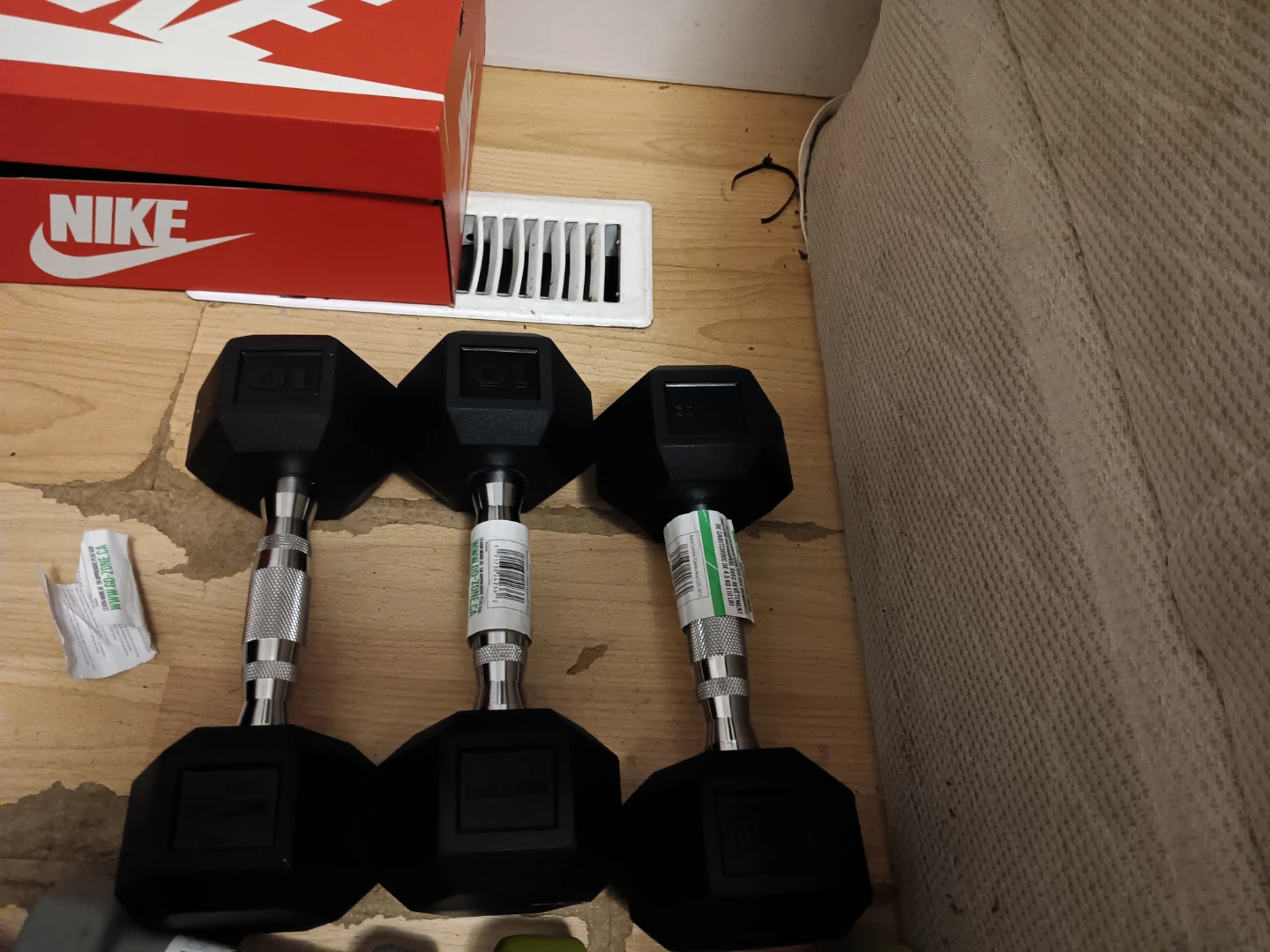 Set of 3 Hexagonal Dumbbells - 10lb each