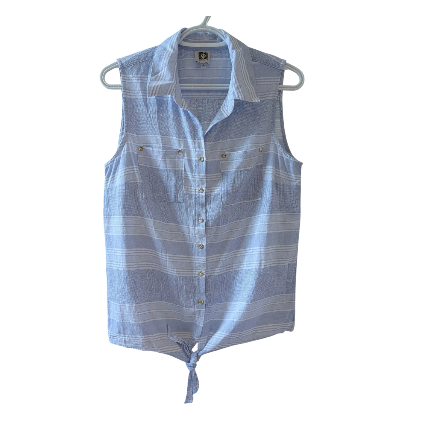 Anne Klein Sleeveless Striped Tie-Front Blouse-size Small