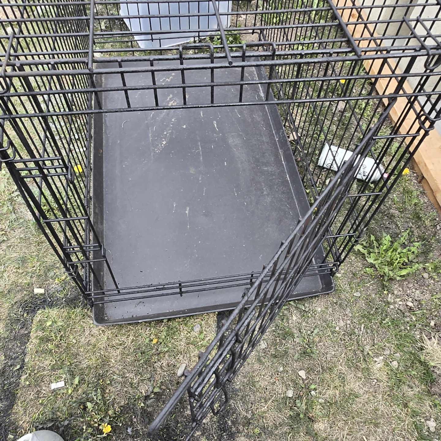 Black Metal Dog Crate with Tray - photo 2