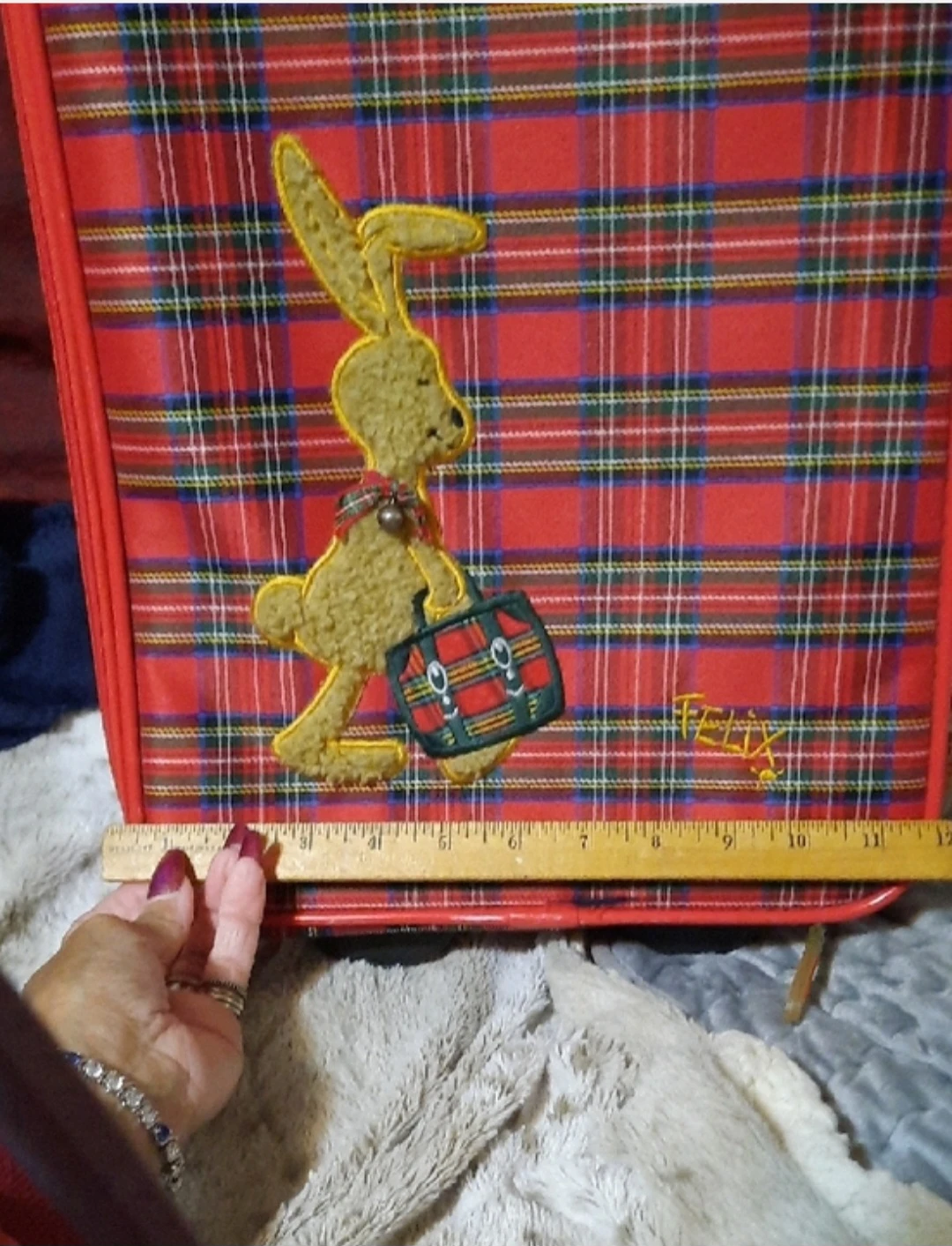 Kids Felix the Cat Red plaid Suitcase Tartan Rolling Luggage - photo 4