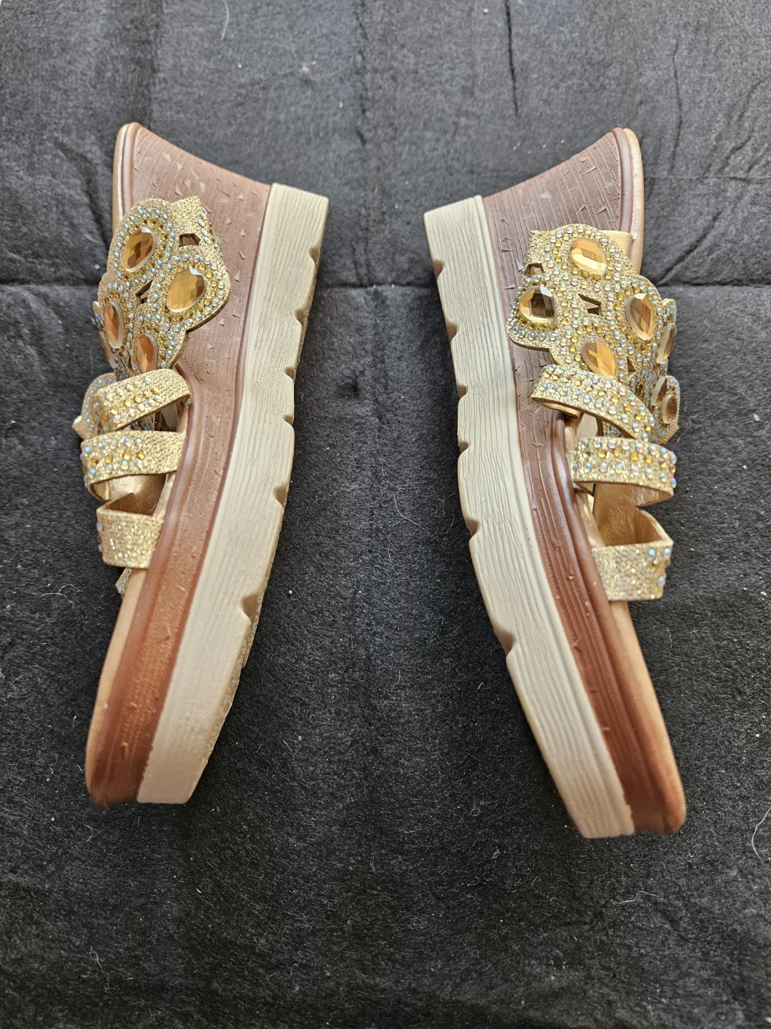 Gold Embellished Wedge Sandals - Size 41 - photo 2