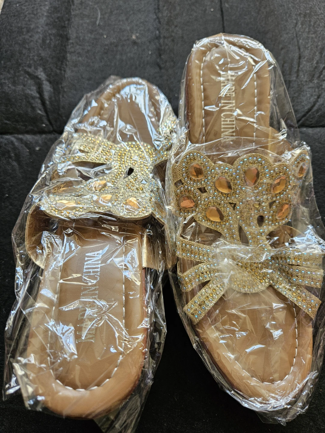Gold Embellished Wedge Sandals - Size 41 - photo 3