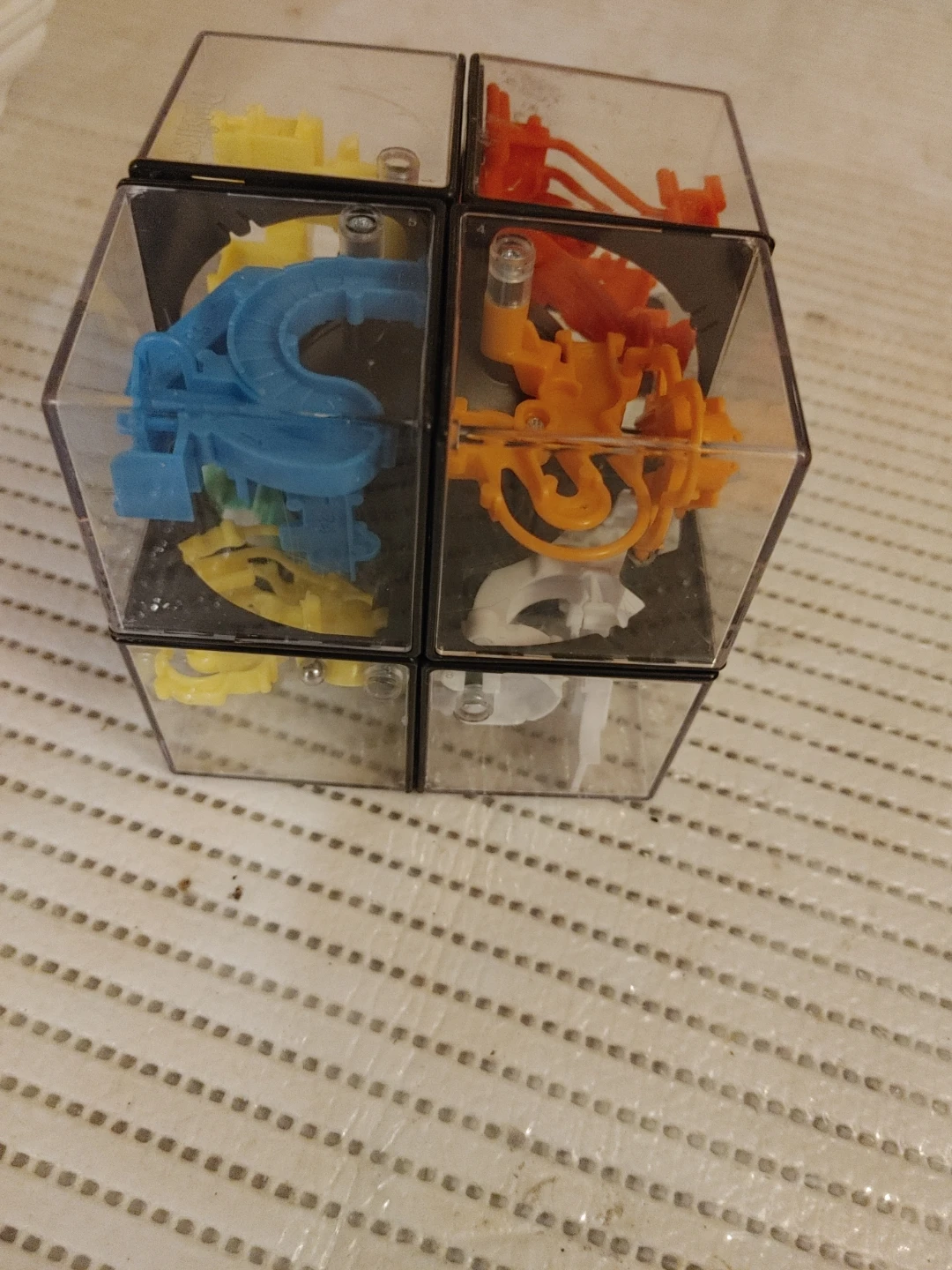 Clear Puzzle Cube with Colourful Mechanical Parts