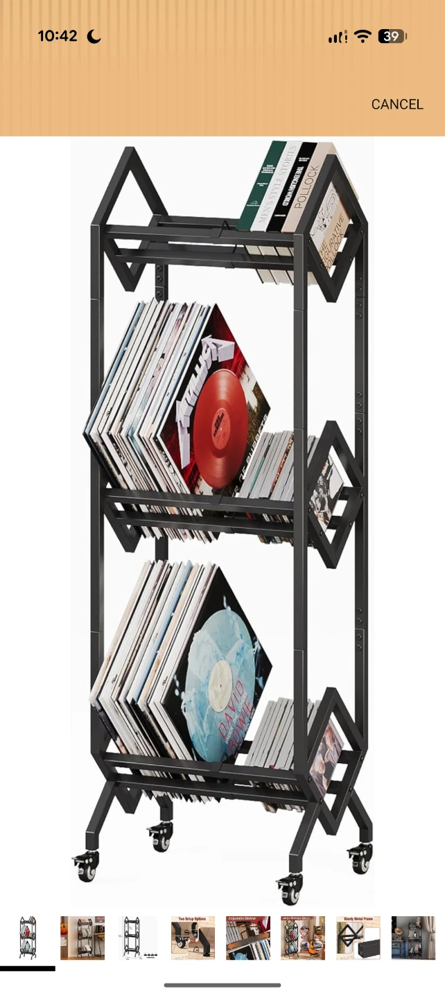 Simoretus 3 Tier Vinyl Record Storage Rack with Wheels - photo 4