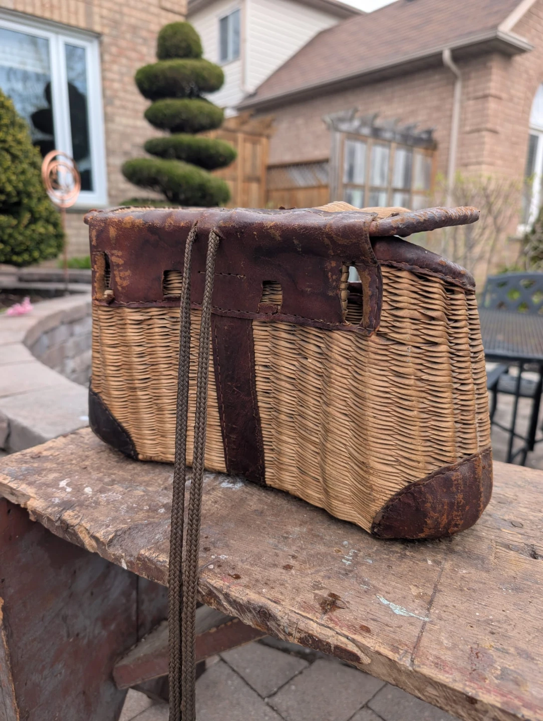 Vintage Wicker Creel Fishing Basket or mushroom hunting basket - photo 2