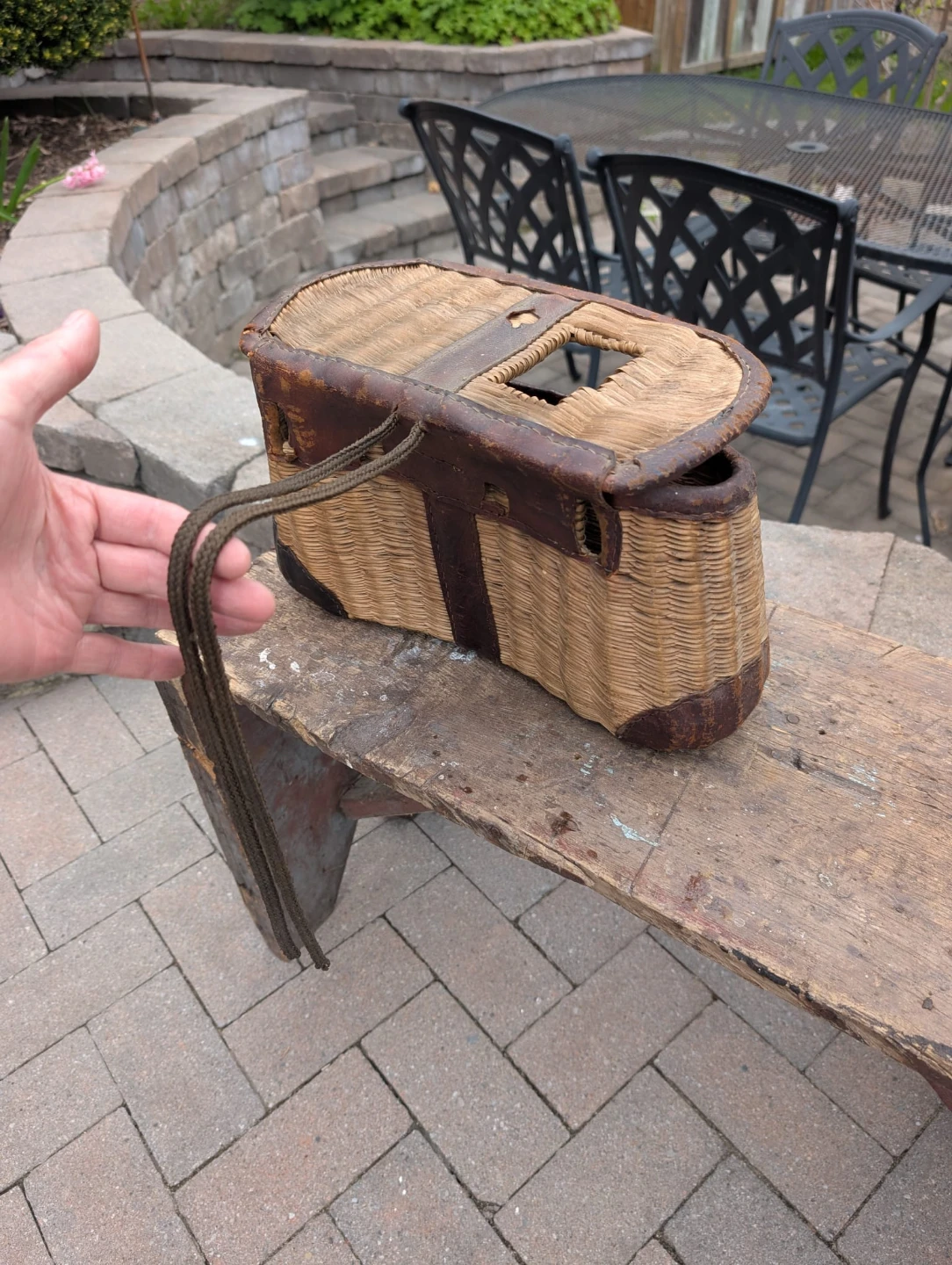 Vintage Wicker Creel Fishing Basket or mushroom hunting basket - photo 3