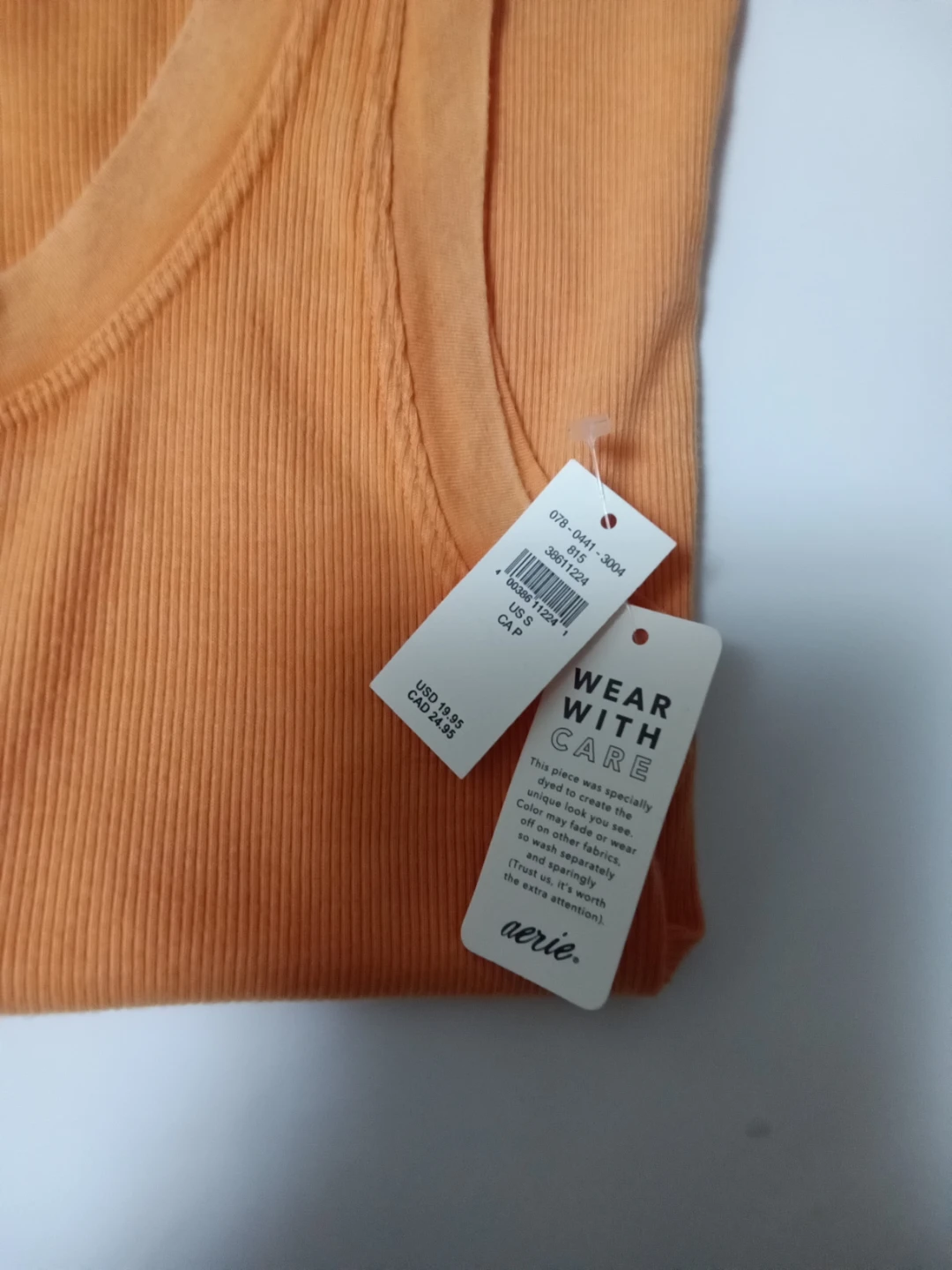 Aerie Ribbed Tank Top - Orange - Size S - photo 2