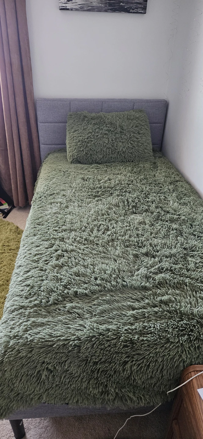 Grey Upholstered Twin Headboard and Twin Mattress - photo 4